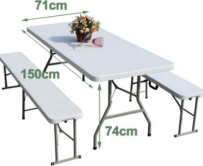 5ft Trestle Folding Table Indoor Outdoor Garden Plastic Picnic BBQ Catering - White
