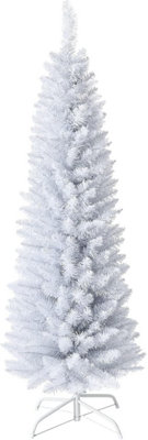 5ft White Wrapped Slim Pencil Artificial christmas tree with stand