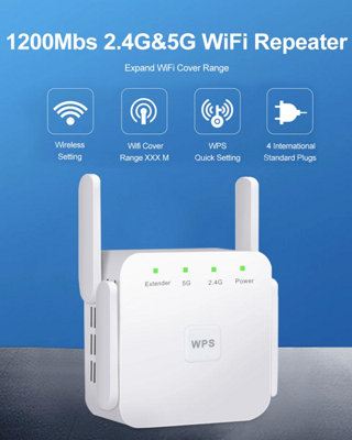 5G WiFi Repeater Signal Booster 1200Mbps, 5GHz Long Range WiFi