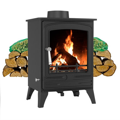 5kW Steel Eco Multifuel Stove + Firewood Starter Kit | DIY at B&Q