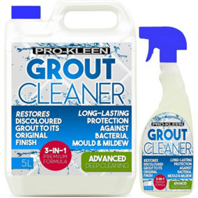 5L + 750ml Pro-Kleen Tile Grout Cleaner Restorer Reviver Kitchen Bathroom