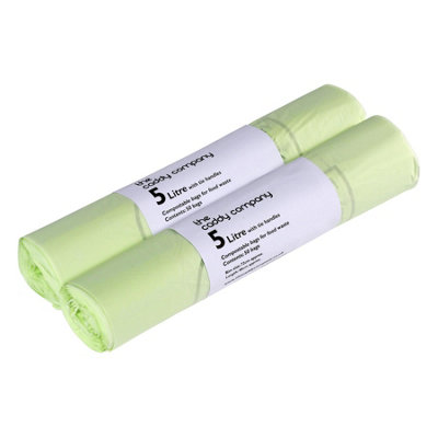 5L Caddy Company Tie Handle Compostable Kitchen Caddy Liners (Small) - 2 Rolls