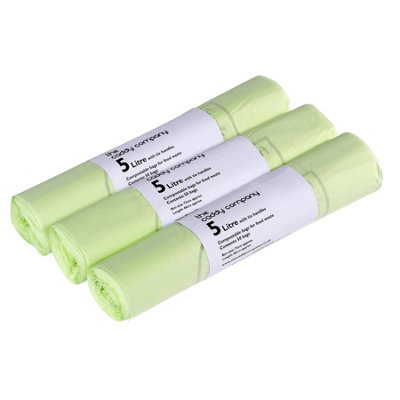 5L Caddy Company Tie Handle Compostable Kitchen Caddy Liners (Small) - 3 Rolls