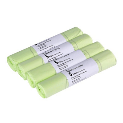 5L Caddy Company Tie Handle Compostable Kitchen Caddy Liners (Small) - 4 Rolls
