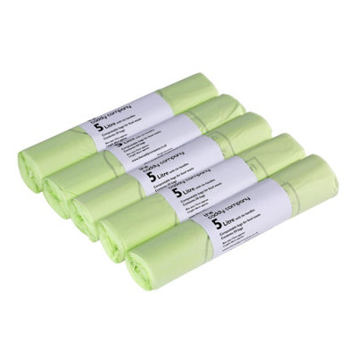 5L Caddy Company Tie Handle Compostable Kitchen Caddy Liners (Small) - 5 Rolls