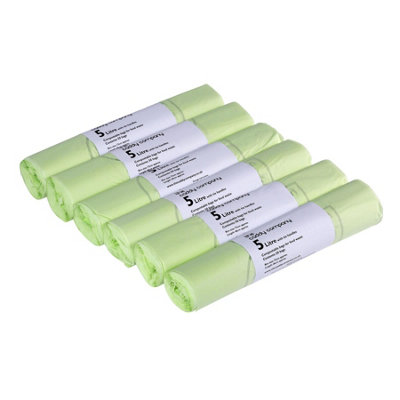 5L Caddy Company Tie Handle Compostable Kitchen Caddy Liners (Small) - 6 Rolls