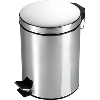 5L Metal Chrome Pedal Bin Kitchen Toilet Rubbish Hygienic Home Paper Dustbin Boxed (5L)