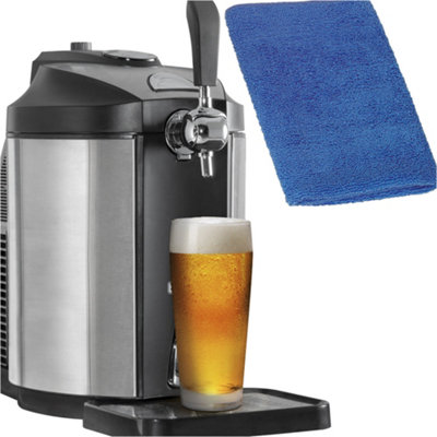 5L Mini Keg Drinks Dispenser Tap & Cloth - Home Draught Set Integrated Cooling