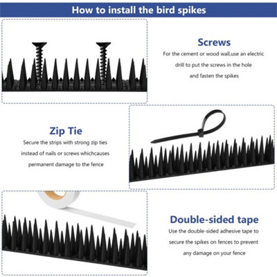 5m- 12pcs-Bird Spikes For Pigeon Deterrent Fences Wall Window Ledge Cat ...