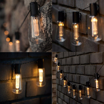 5M 20 LED Solar Powered Retro Bulb String Lights Garden Outdoor Fairy ...