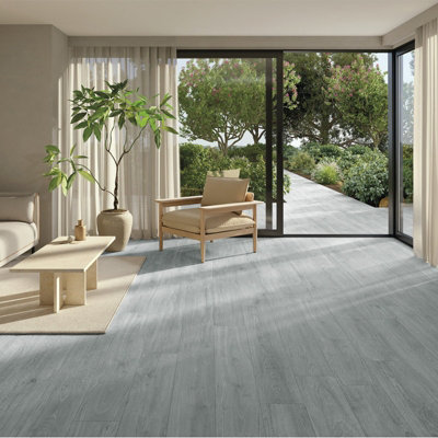 5m²,36 PCS Self Adhesive Wood Grain Effect PVC Flooring Planks for Home Decoration,Grey