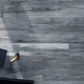 5m²,36 PCS Self Adhesive Wood Grain Effect PVC Flooring Planks for Home Decoration,Grey