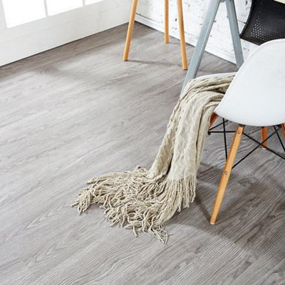 5m²,36 Pcs Self Adhesive Wood Grain Effect PVC Laminate Flooring Planks, Peel & Stick Floor Tiles, Grey