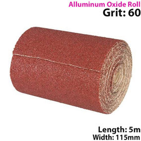 5m 60 Grit Aluminium Oxide Sand Paper Rolls Long Life Sanding Grinding Sheet