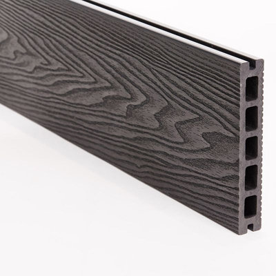 5M Black Composite Decking, 148 X 25MM, Pack of 6 (Clips Included)