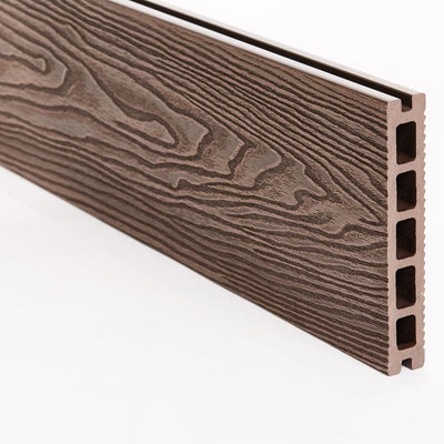 5M Brown Composite Decking , 148 X 25MM, Pack of 6 (Clips Included)