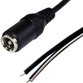 5M DC Power Cable Lead 5.5mm x 2.1mm Female Socket to Bare Ends CCTV Camera DVR