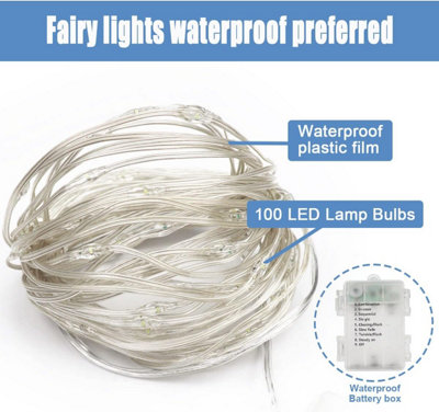 5M Fairy String Lights,6500K,powered by 3 AA batteries