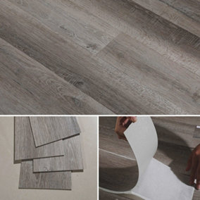 5m² Floor Planks Tiles Self Adhesive Wooden Effect PVC Flooring Stone Washed Oak