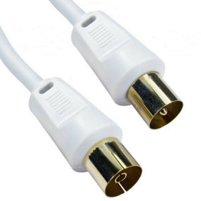5m GOLD Aerial Cable Extension Male Plug to Female Socket TV Coaxial White Lead