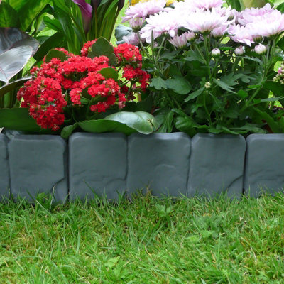 5m Grey Stone Effect Lawn Edging Garden Plant Flower Bed Border - Pukkr