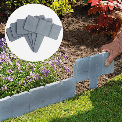 5m Grey Stone Effect Lawn Edging Garden Plant Flower Bed Border - Pukkr - 3