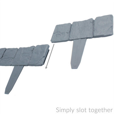 5m Grey Stone Effect Lawn Edging Garden Plant Flower Bed Border - Pukkr - 4