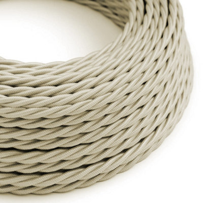 5m Ivory Vintage Fabric Cable 3 Core Twisted Braided Flex Electrical ...