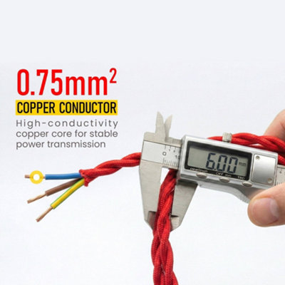 thumbnail image 2 of Electricalsone Vintage Braided Fabric Cable – 2/3 Core Twisted, 1M/5M/10M, 3-Pin, IP20, Halogen 2 of 2