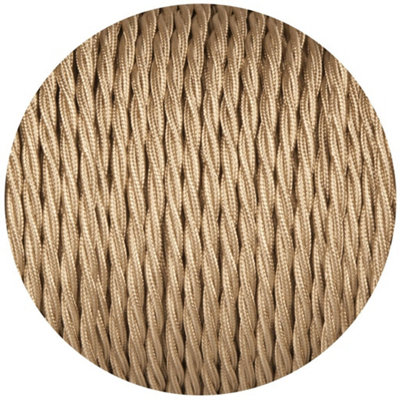 5m - Light Gold - 2 Core - Twisted - Fabric Cable, Flex Vintage Wire ...