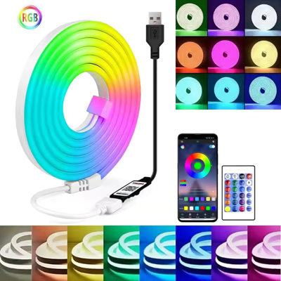 5M Outdoor RGB LED Strip, IP68 Waterproof, Remote/APP, Music Sync, Timer
