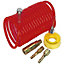 5m PU Coiled Air Hose Kit - 1/4 Inch BSP Unions - Quick Release Coupling Kit