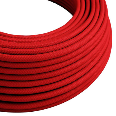 5m Red Vintage Fabric Cable 2 Core Round Braided Flex Electrical Wire ...