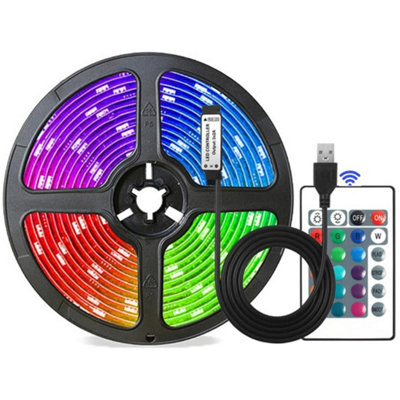 5m RGB LED Strip Lights - USB-Powered and Remote-Controlled