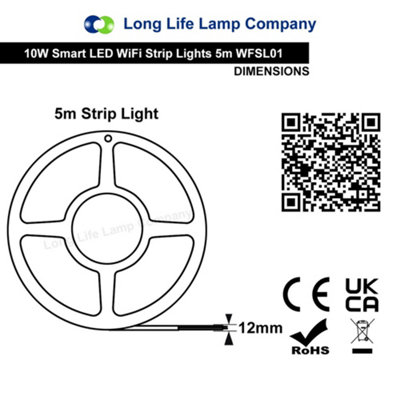 5M Smart WiFi RGB LED Strip Lights Plug and Play Kit Dimmable with IR Remote App Controlled