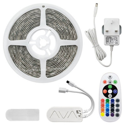 5M Smart WiFi RGB LED Strip Lights Plug and Play Kit Dimmable with IR Remote App Controlled