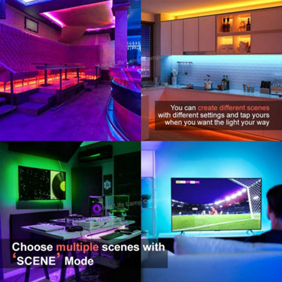 5M Smart WiFi RGB LED Strip Lights Plug and Play Kit Dimmable with IR Remote App Controlled