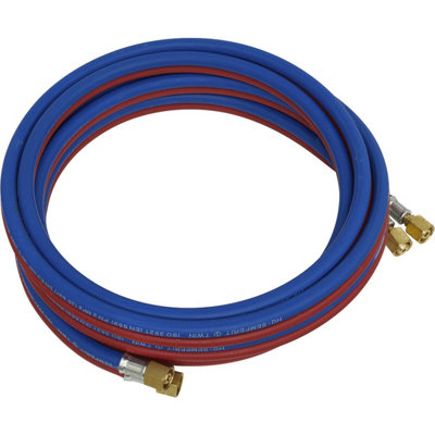 5m Twin Rubber Oxyacetylene Hose Set 3/8" BSP Swivel Unions Check