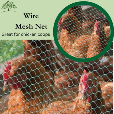 5M X 0.6 X 25MM Chicken Wire Mesh Rabbit Animal Fence Green PVC Coated Galvanised Steel