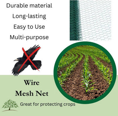 5M X 0.6 X 25MM Chicken Wire Mesh Rabbit Animal Fence Green PVC Coated Galvanised Steel - 3