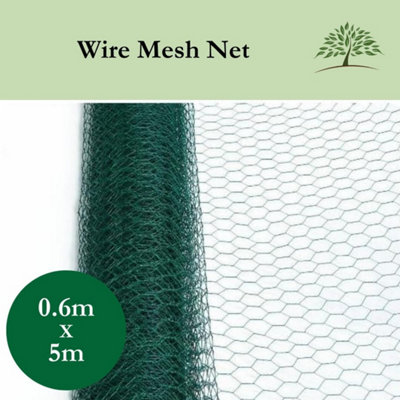 5M X 0.6 X 25MM Chicken Wire Mesh Rabbit Animal Fence Green PVC Coated Galvanised Steel
