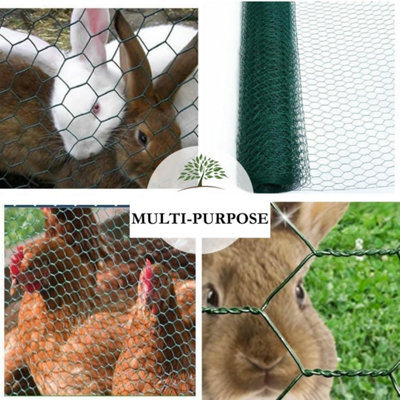5M X 0.6 X 25MM Chicken Wire Mesh Rabbit Animal Fence Green PVC Coated Galvanised Steel - 6