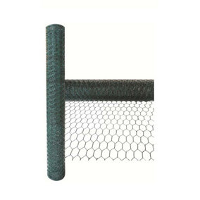 5M X 0.6M X 25MM PVC Coated Galvanised Chicken Wire Rabbit Mesh Fencing Aviary Fence Netting