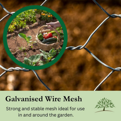 5m x 0.9m x 25mm Chicken Wire Mesh Rabbit Animal Fence Galvanised Steel Metal Garden Wire Mesh