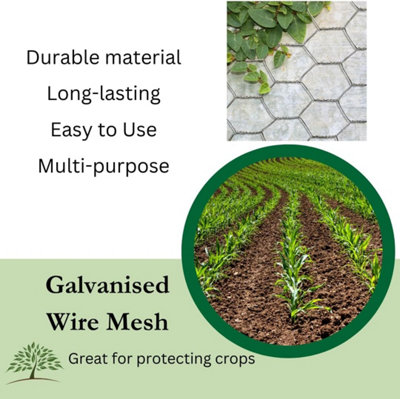 5m x 0.9m x 25mm Chicken Wire Mesh Rabbit Animal Fence Galvanised Steel Metal Garden Wire Mesh - 4