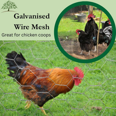 5m x 0.9m x 25mm Chicken Wire Mesh Rabbit Animal Fence Galvanised Steel Metal Garden Wire Mesh - 5