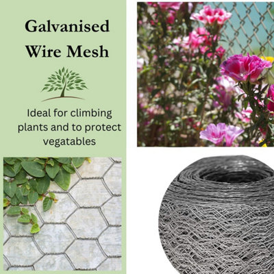 5m x 0.9m x 25mm Chicken Wire Mesh Rabbit Animal Fence Galvanised Steel Metal Garden Wire Mesh - 6