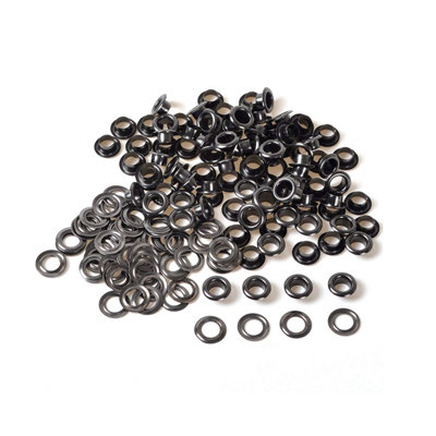 5mm Brass Eyelets with Washers, Rust-Proof Grommets, Gunmetal - 100pcs