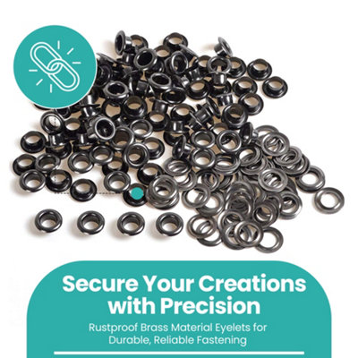 5mm Brass Eyelets with Washers, Rust-Proof Grommets, Gunmetal - 100pcs