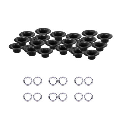 5mm Brass Eyelets with Washers, Rust-Proof Grommets, Matt Black - 100pcs